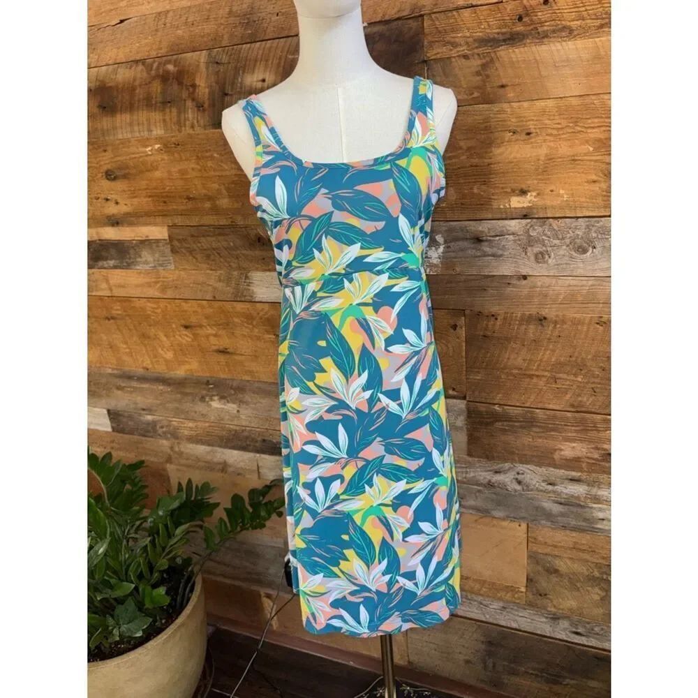 Columbia Women's PFG Freezer III Dress Blue Tropical Floral Print Size